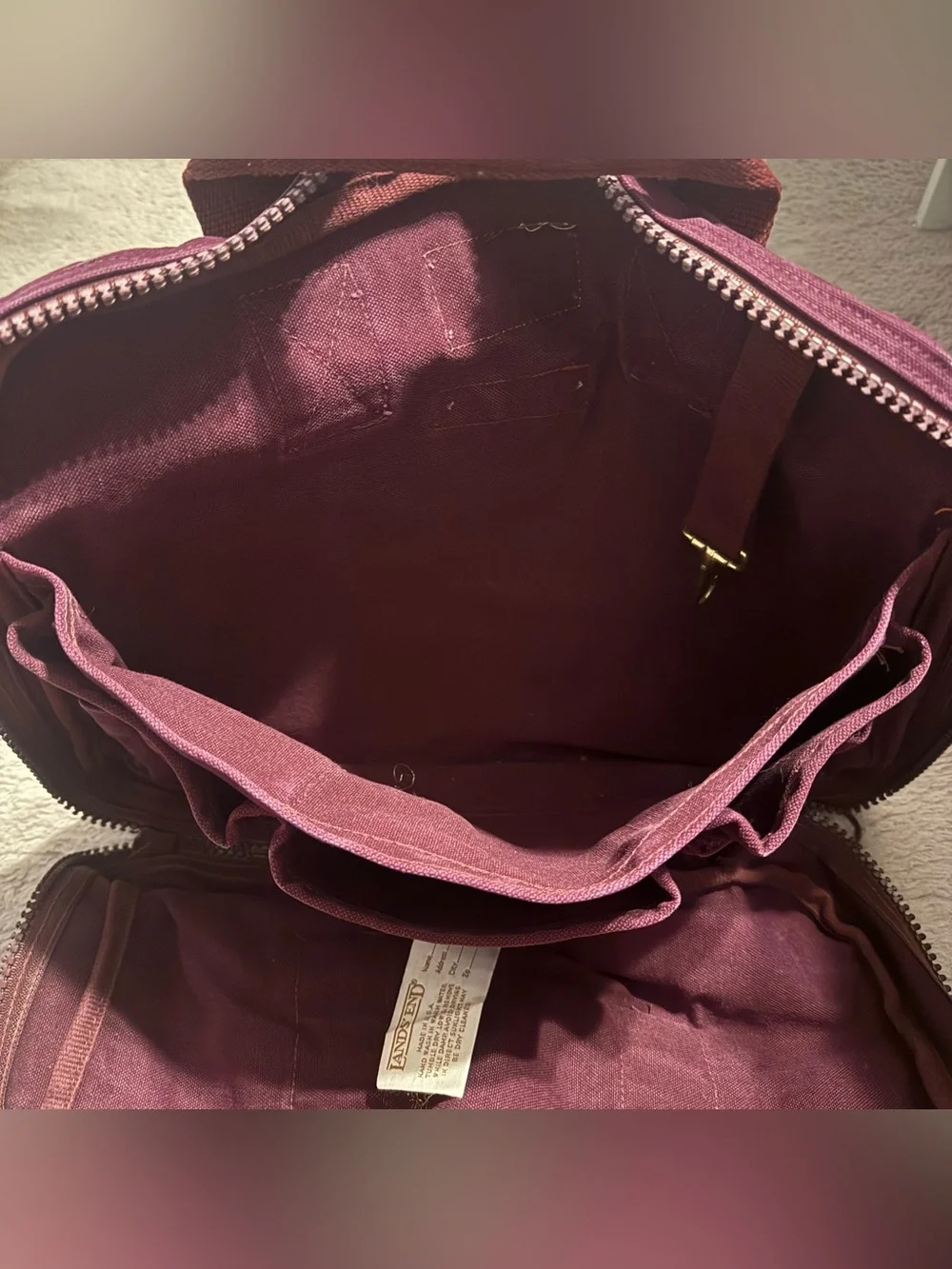 VTG Lands End Square Rigger Canvas Briefcase Messenger Bag Utility Burgundy Wine